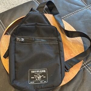 True Religion Black Yeta Sling Crossbody Shoulder Adjustable Strap Bag